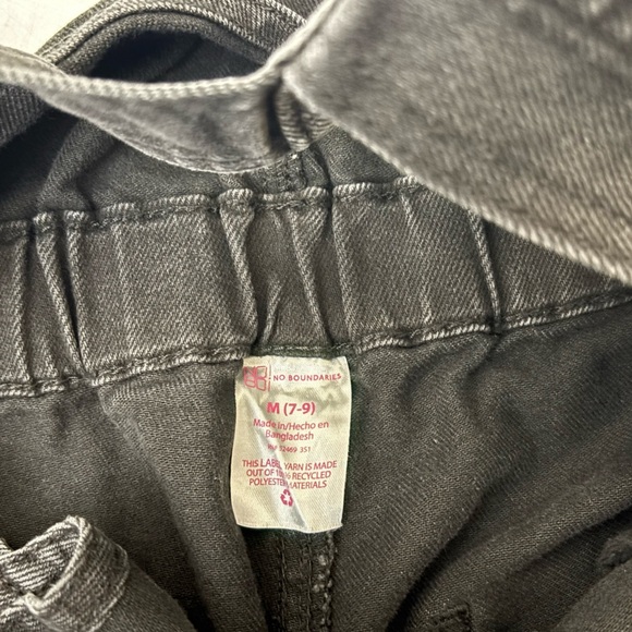 No Boundaries Denim Bib Skater Overall Shorts Junior M 7-9 Black Distressed​ - Picture 8 of 8